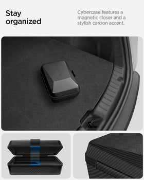 Spigen kit in use on a Tesla seat providing quick on-the-go cleaning