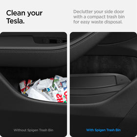 Spigen installed in Tesla Model 3 Highland driver door showing secure fit