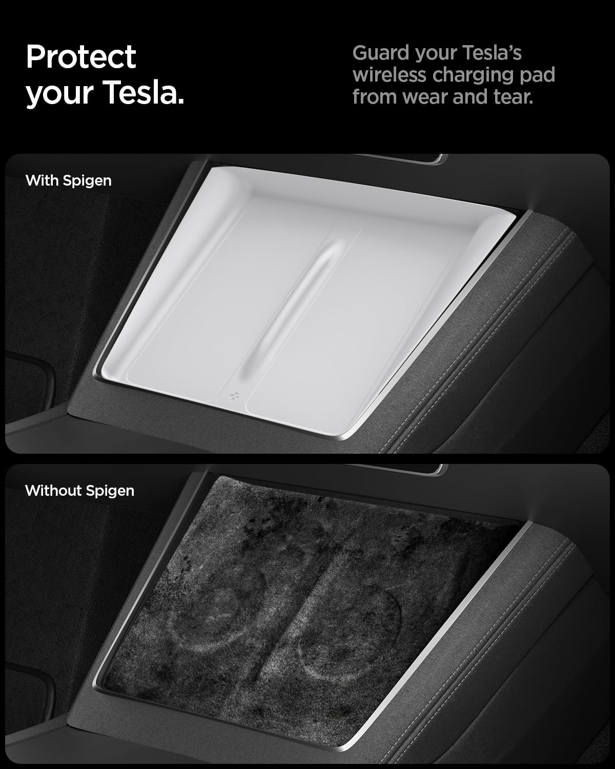 Spigen cover installed in Tesla Model Y showing neat factory look benefit