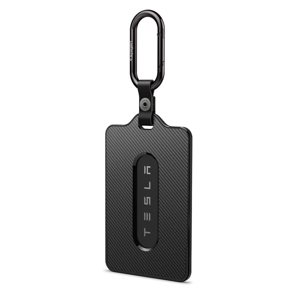 Spigen front view of card holder showing sleek design and protection benefit