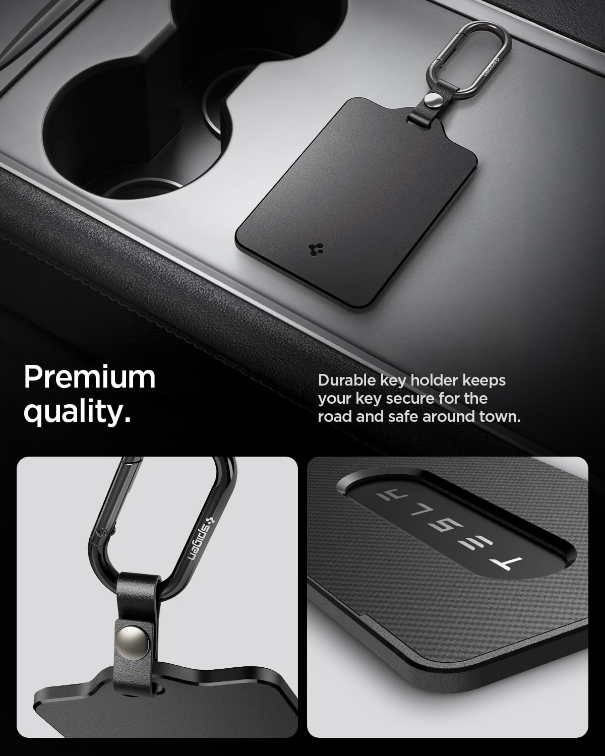 Spigen holder beside credit card showing slim profile and pocket-friendly size
