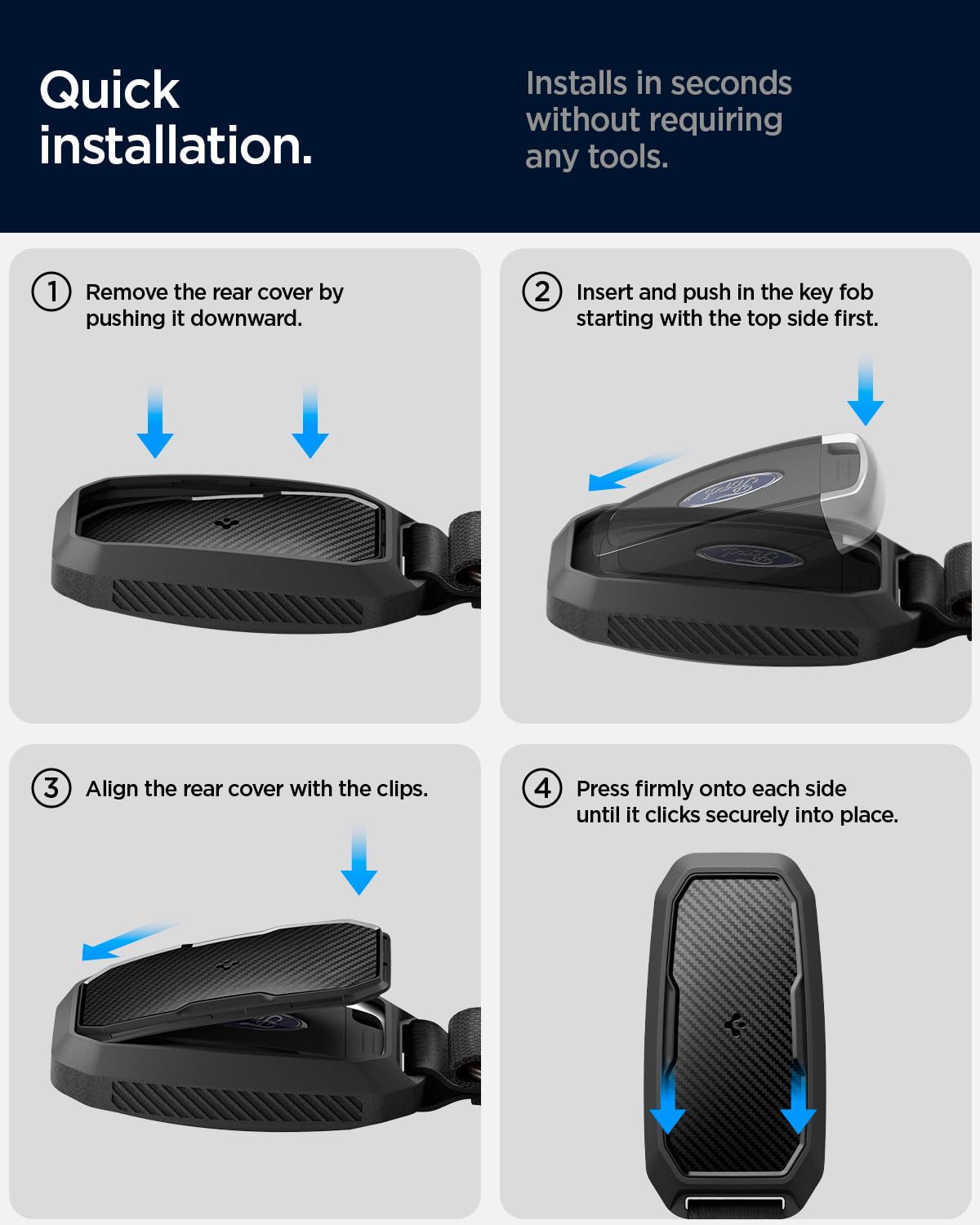 Spigen attached to car interior loop showing organized carry benefit