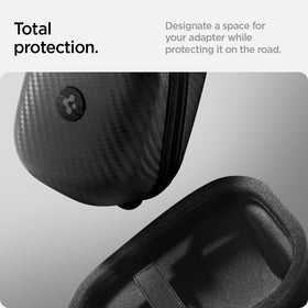 Spigen case in Tesla trunk illustrating tidy organized storage