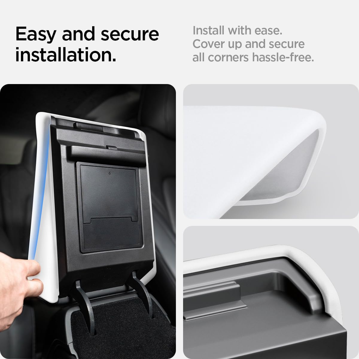 Spigen lifestyle shot of Tesla interior showcasing cohesive design and aesthetic upgrade