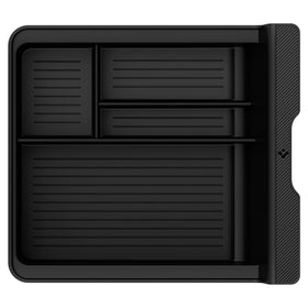 Spigen logo detail on tray emphasizing subtle branding and finish