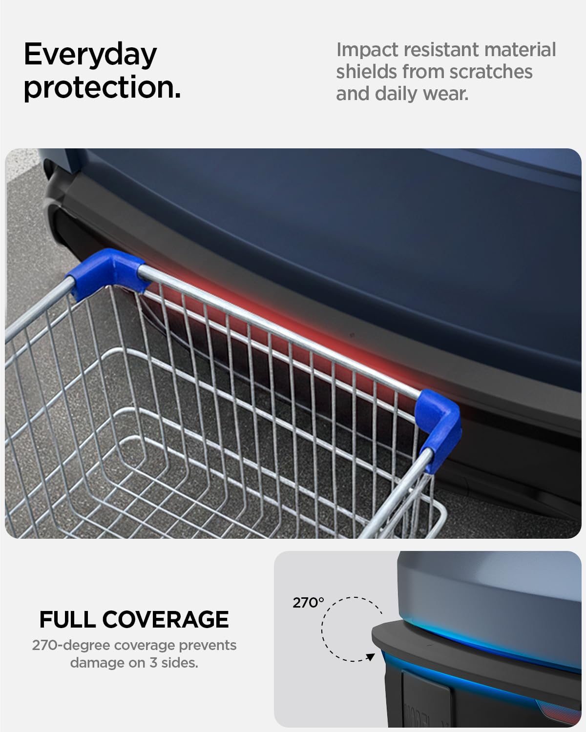 Spigen protector installed on Model Y in garage showing factory look