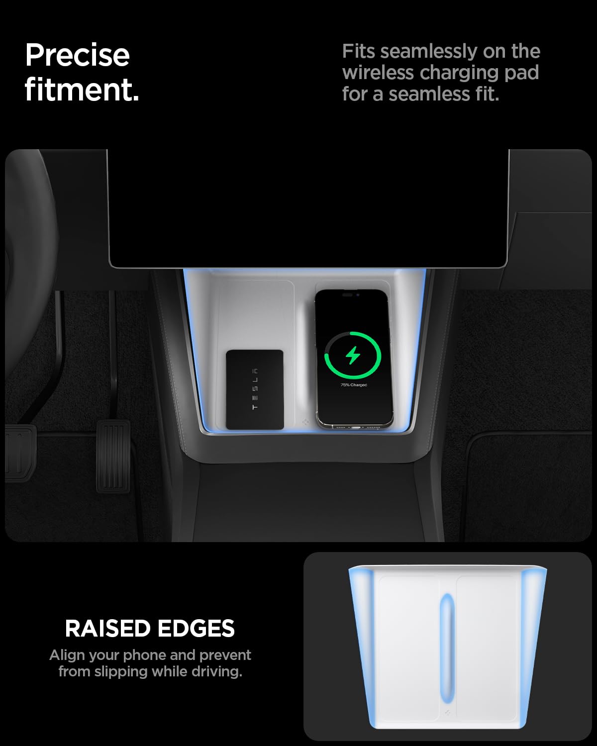 Spigen with smartphone showing correct fit and charging alignment benefit