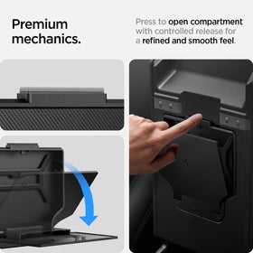 Spigen scale comparison with hand showing compact, usable storage