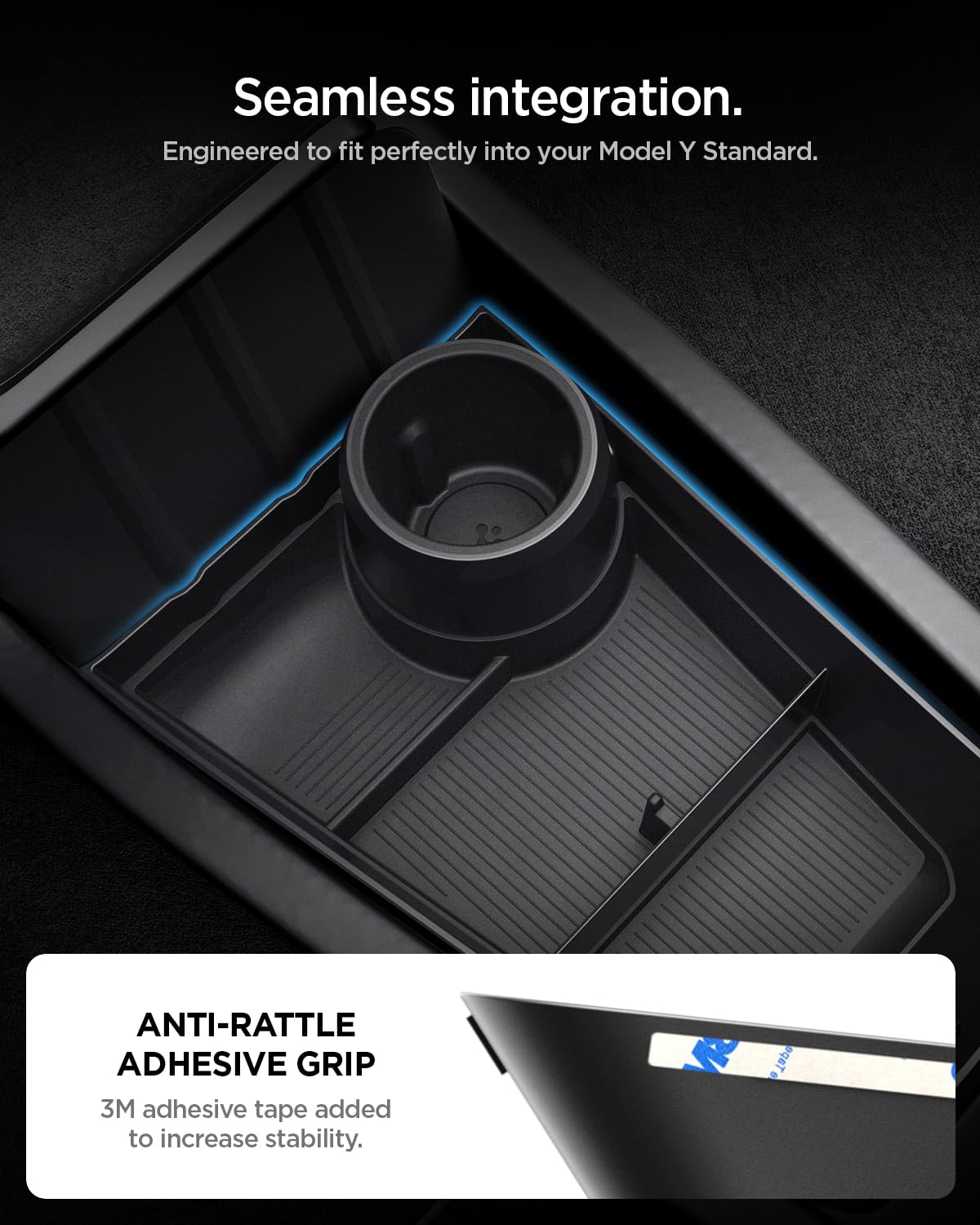 Spigen top-down look at compartment layout organizing phone, keys, and tools