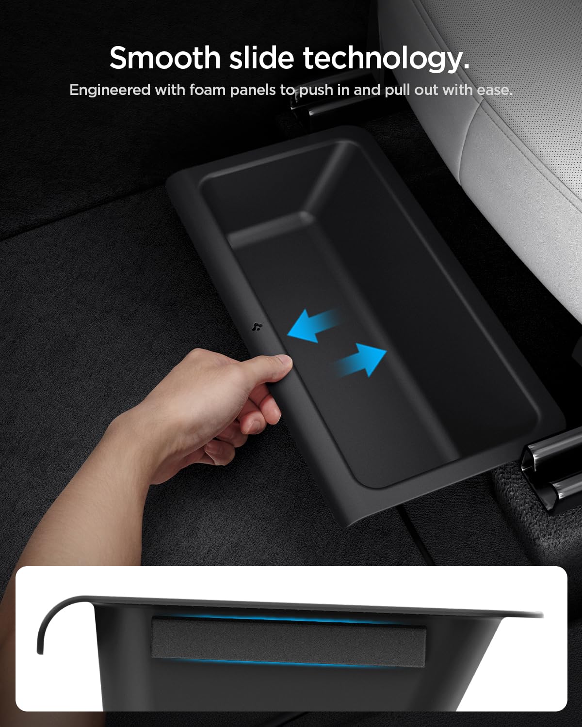 Spigen box pulled out with items visible showing easy-access organization benefit