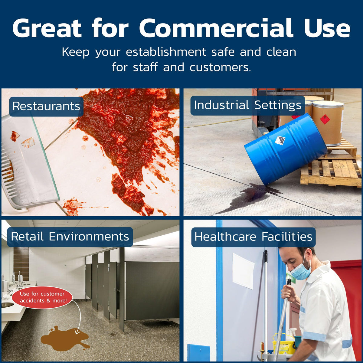 Spill Doctor absorbing oil in a garage demonstrating automotive cleanup benefit