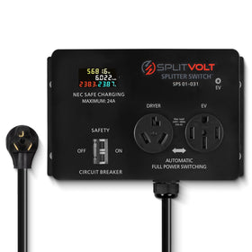 Splitvolt front panel showing ports and enclosure, brand provides safe shared charging