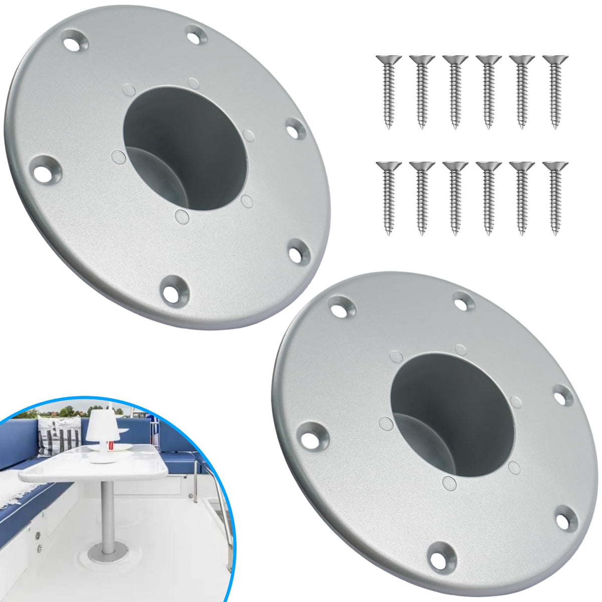 SPNKMJUJ front view of flush mount showing chrome finish and stability