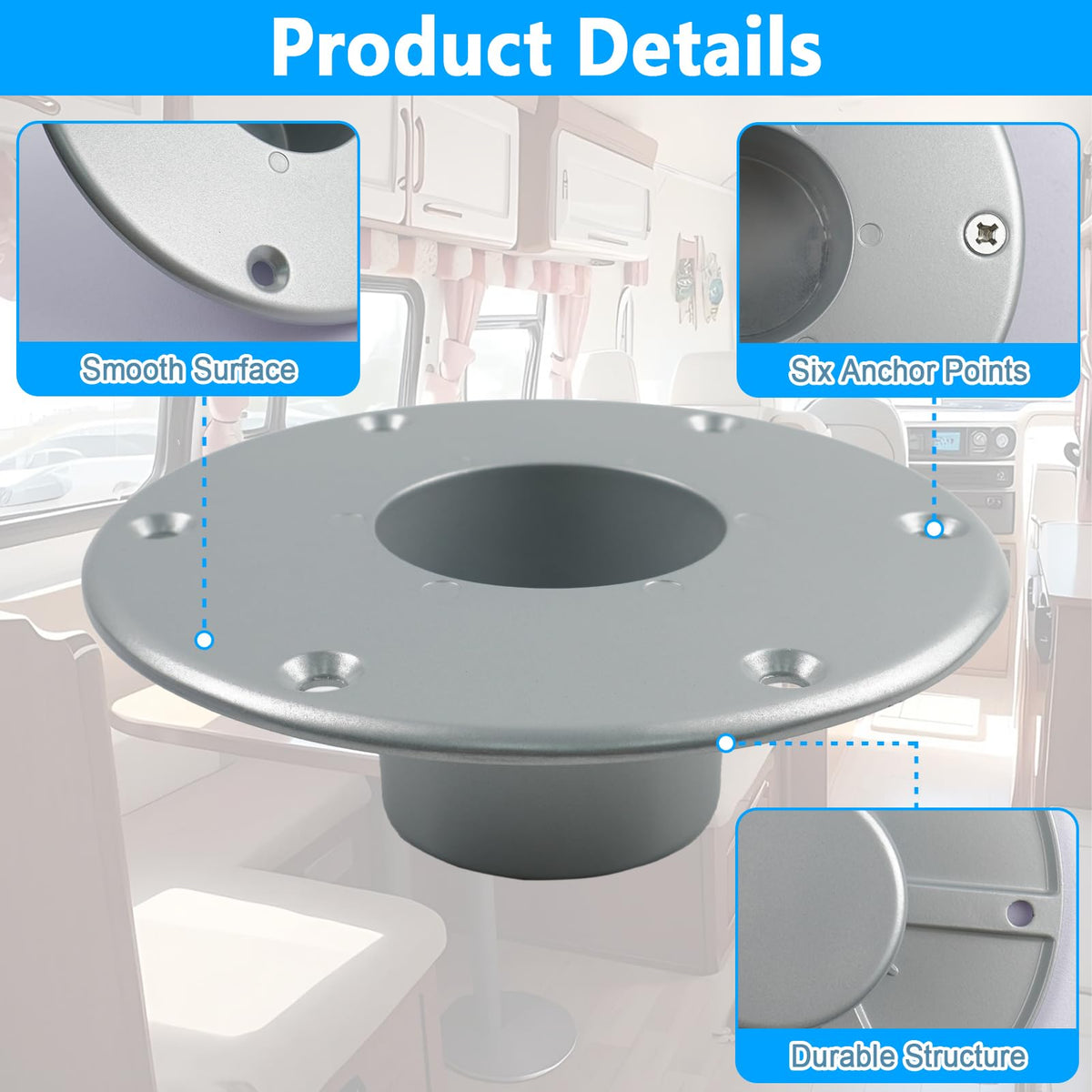 SPNKMJUJ installed with table leg demonstrating a stable dining surface