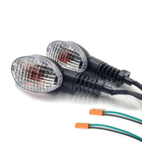 SPNUVR clear-lens turn signal front view showing compact profile and bright amber visibility