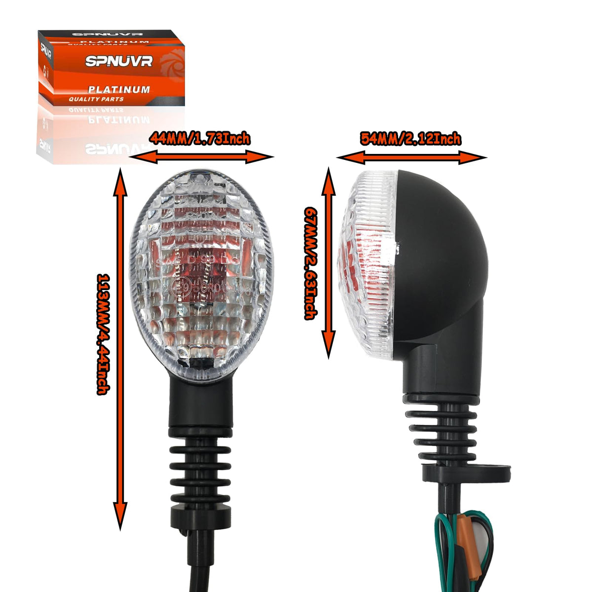 SPNUVR turn signal on motorcycle at night illustrating bright amber signaling while riding
