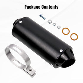 Sporacingrts muffler beside ruler showing 244mm length and mounting scale