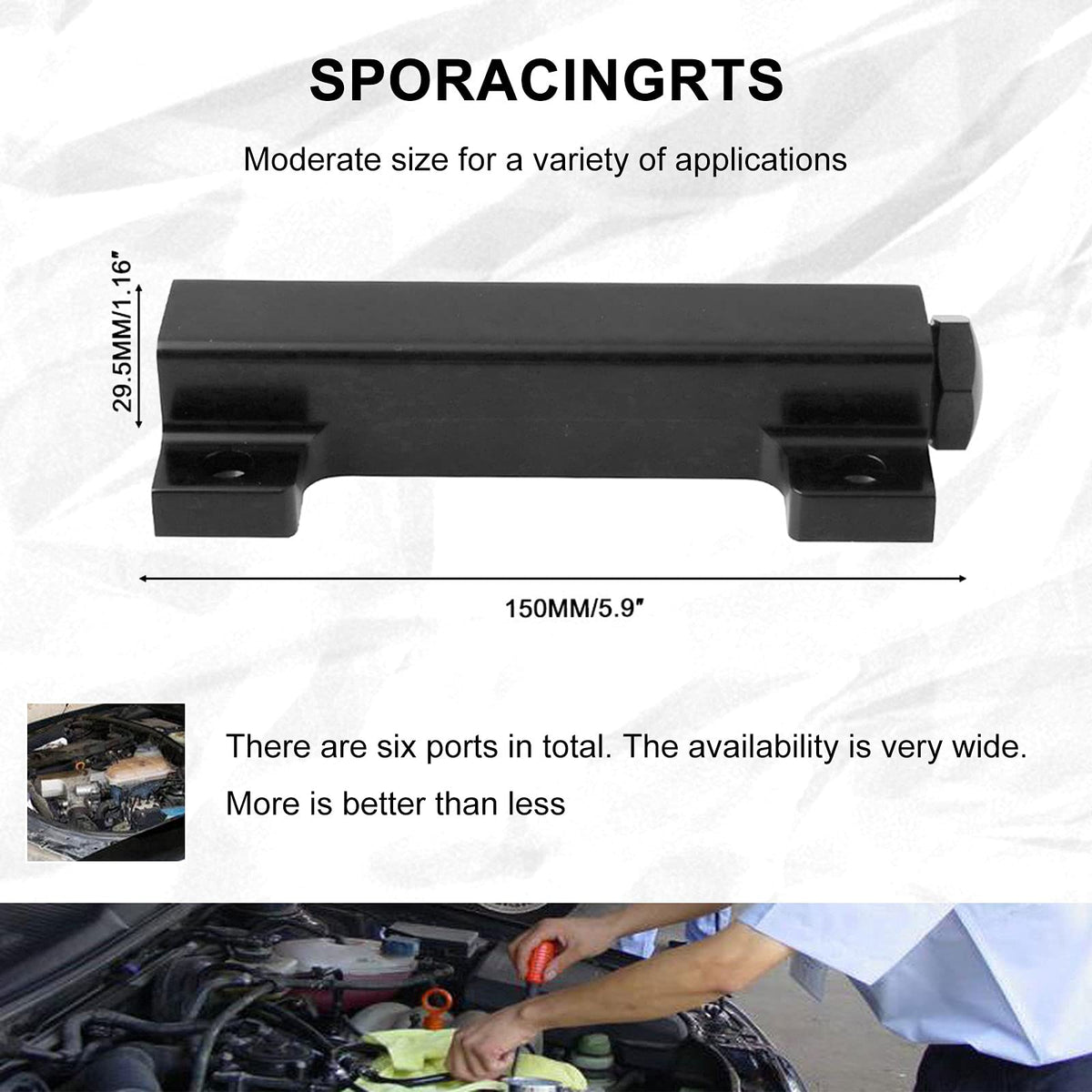 Sporacingrts closeup of ports highlighting precise machining and leak resistance benefit