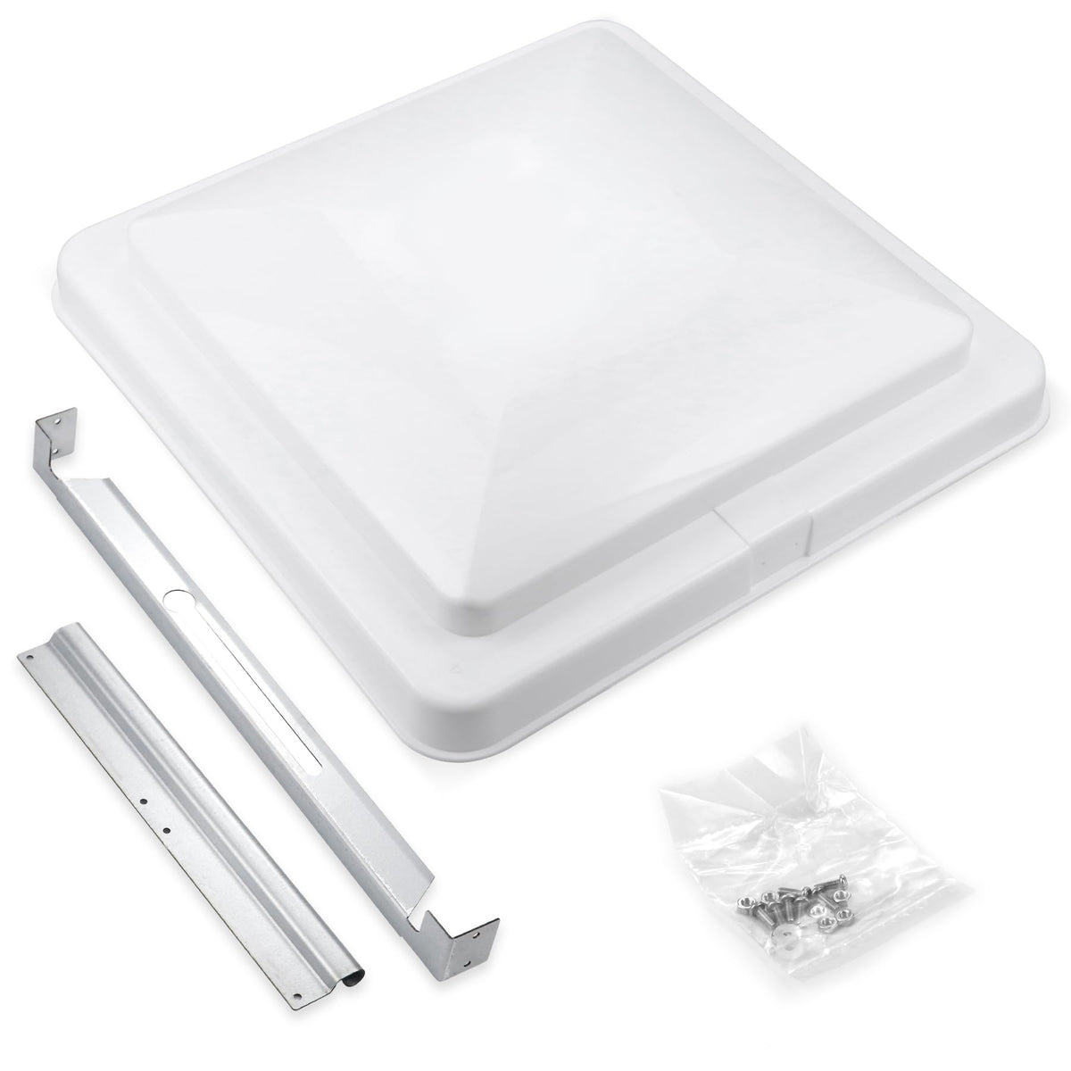 Sporthfish front view of 14 inch vent cover showing clean white finish and fit