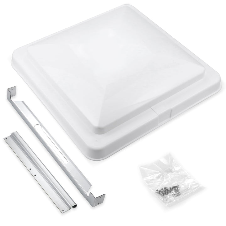 Sporthfish front view of 14 inch vent cover showing clean white finish and fit