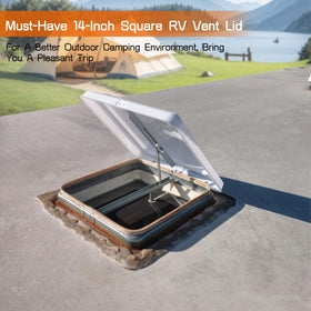 Sporthfish on campsite RV with vent open showing improved airflow benefit