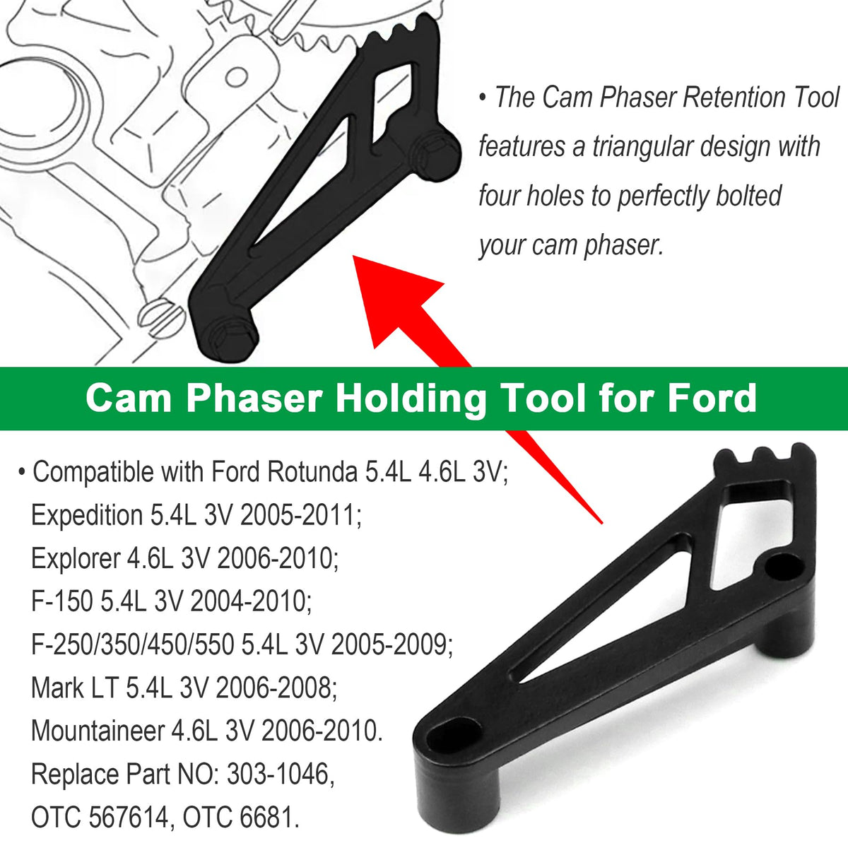 Sporthfish timing chain wedge inserted between chain and guide, maintains chain tension