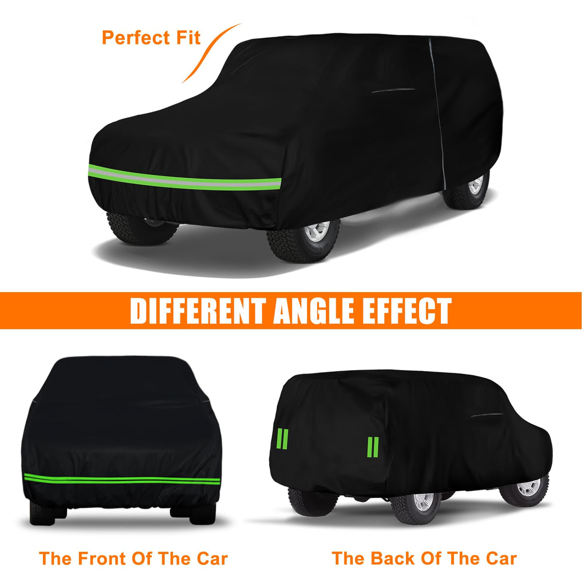 sportuli elastic hem and tie-down straps securing cover in windy conditions