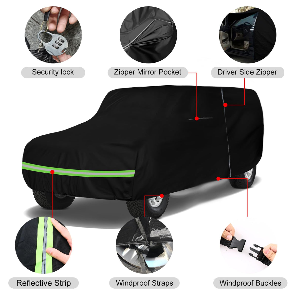sportuli left-side zipper open for easy driver access and convenience