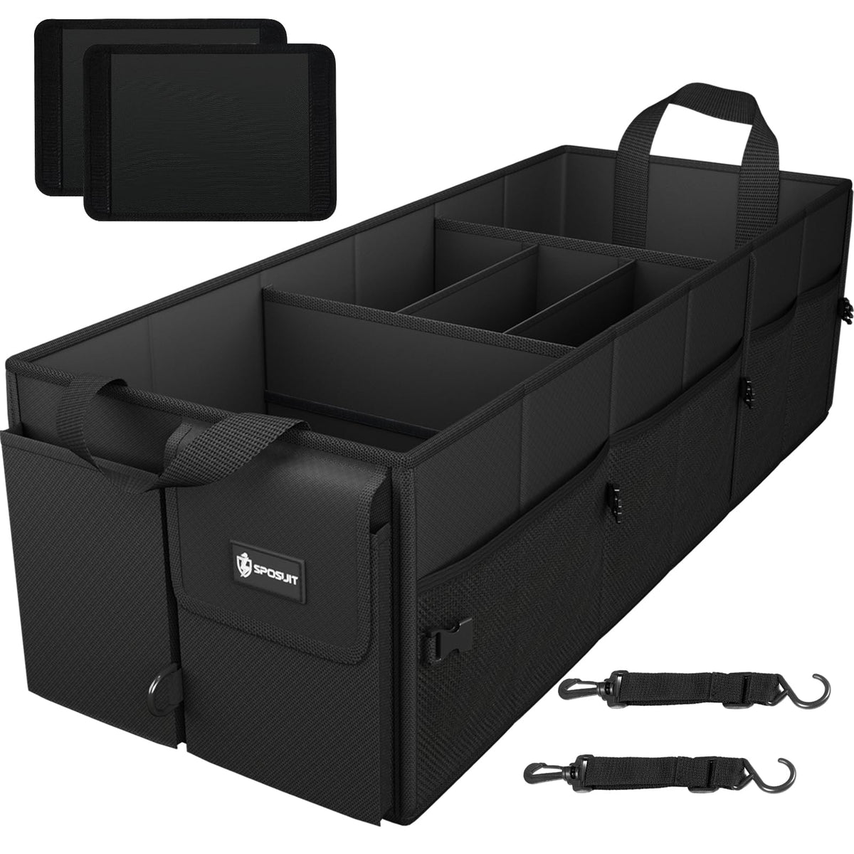 Sposuit front view showing organizer shape and roomy capacity