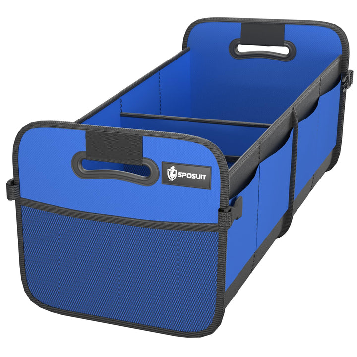 Sposuit front view showing organized compartments and secure Velcro base