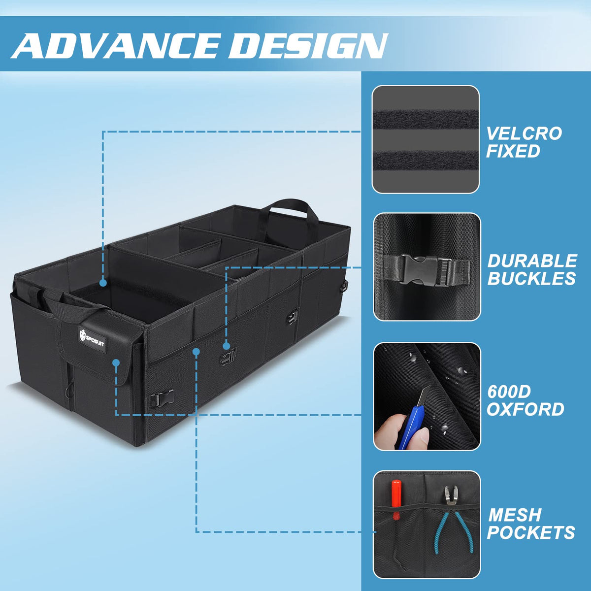 Sposuit loaded trunk in SUV for picnic convenience and neat storage