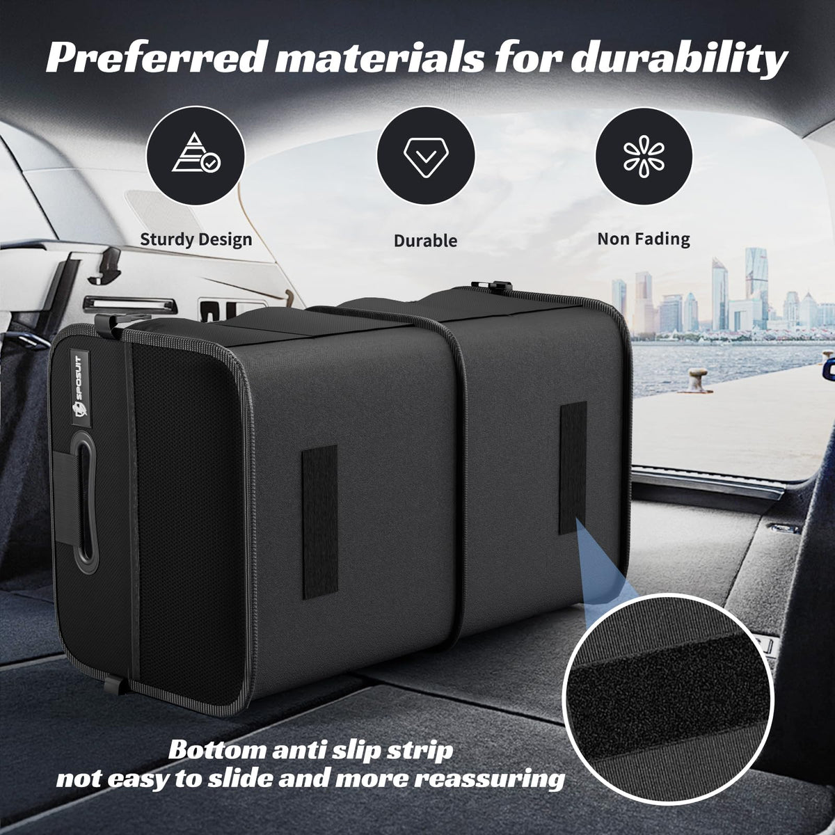 Sposuit trunk organizer side pockets holding tools and small items for quick access
