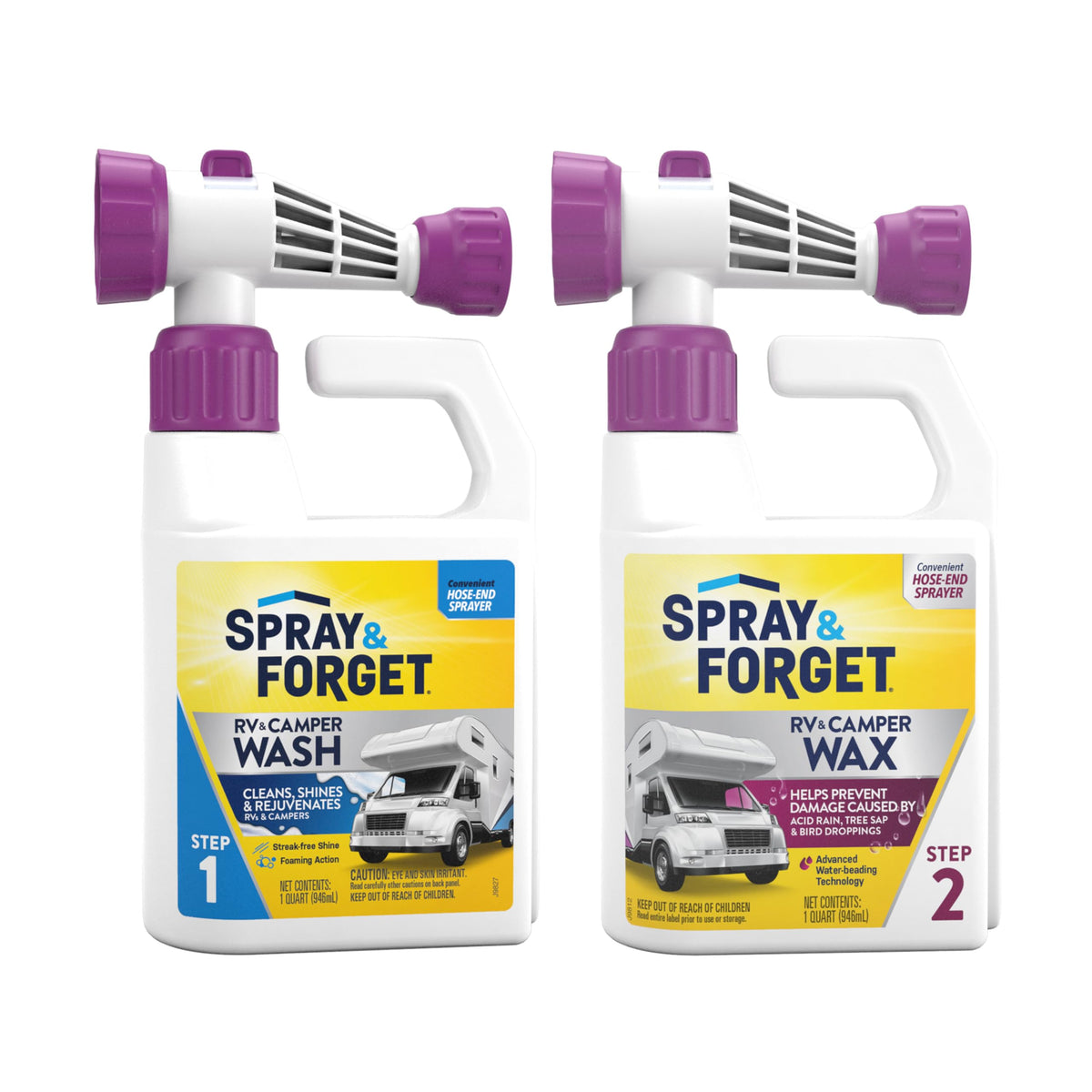 Spray & Forget front packaging showing wash and wax combo, ready to use