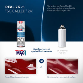 Cured SprayMax clearcoat mirror-like gloss highlighting durability and depth
