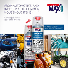 Close-up of SprayMax label with instructions and product specifications
