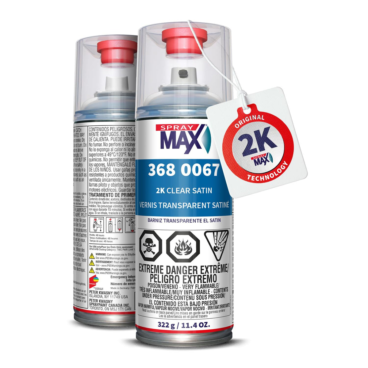 SprayMax can front view showing label and satin finish benefit