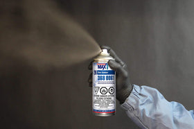 SprayMax 2K spray pattern on metal illustrating smooth coverage benefit