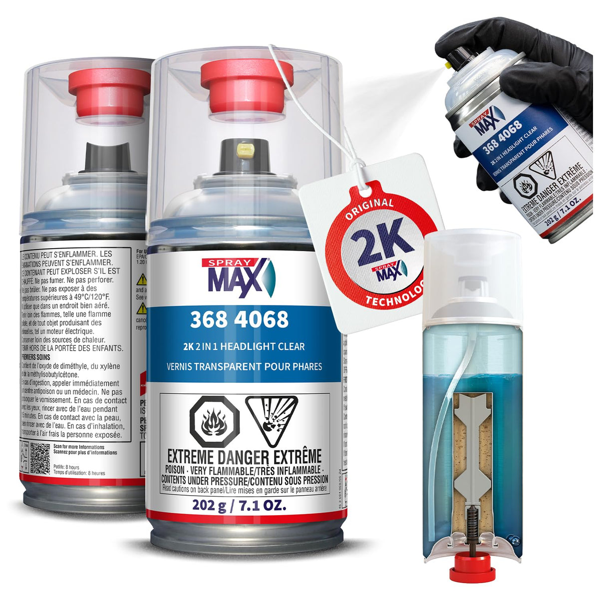 SprayMax front packaging showing can and clear coat benefit