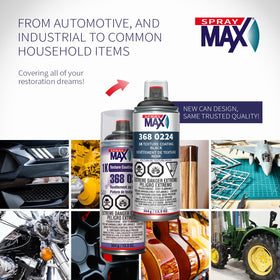 SprayMax label detail showing substrate compatibility and product instructions