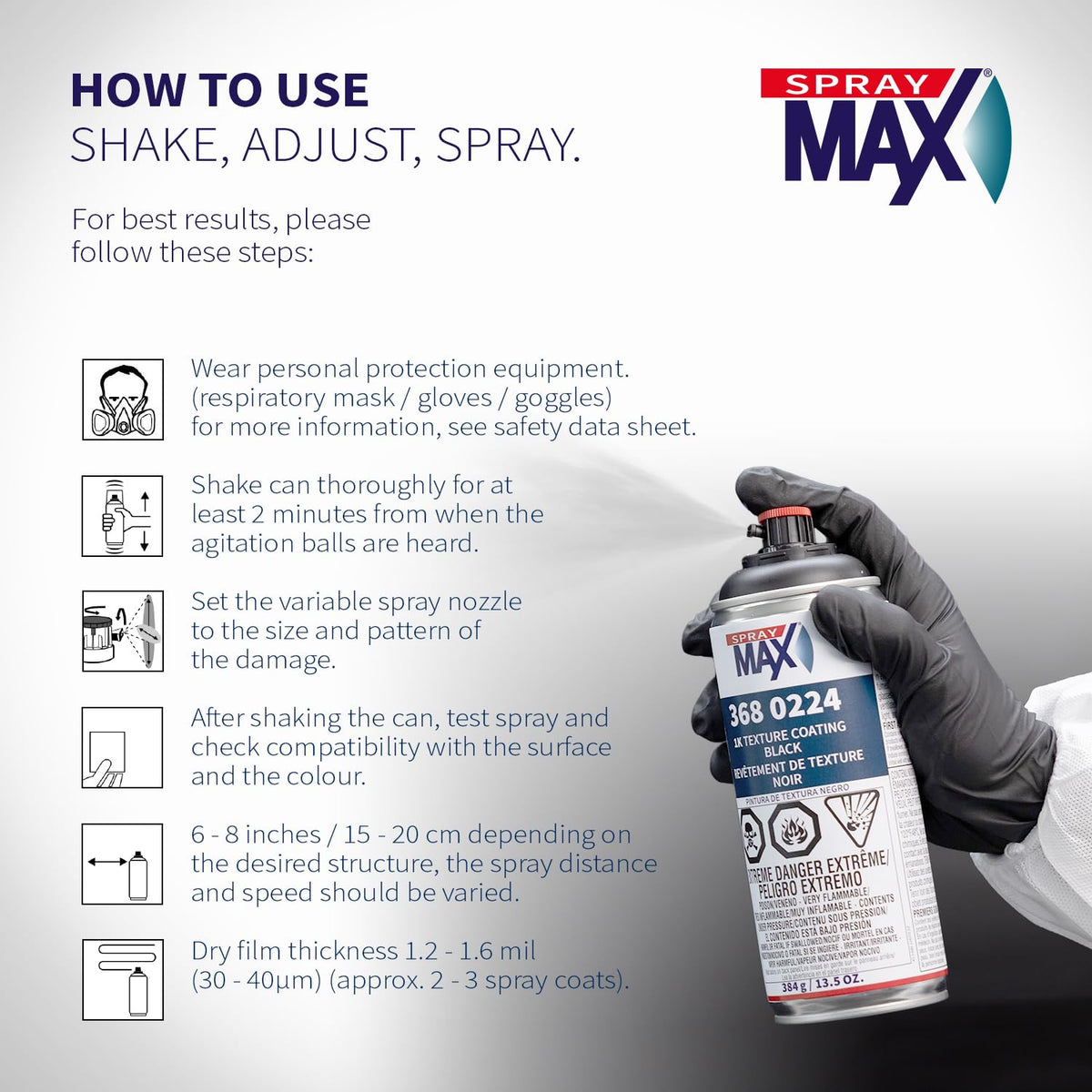 SprayMax textured panel sample showing OEM-like grain and durable finish
