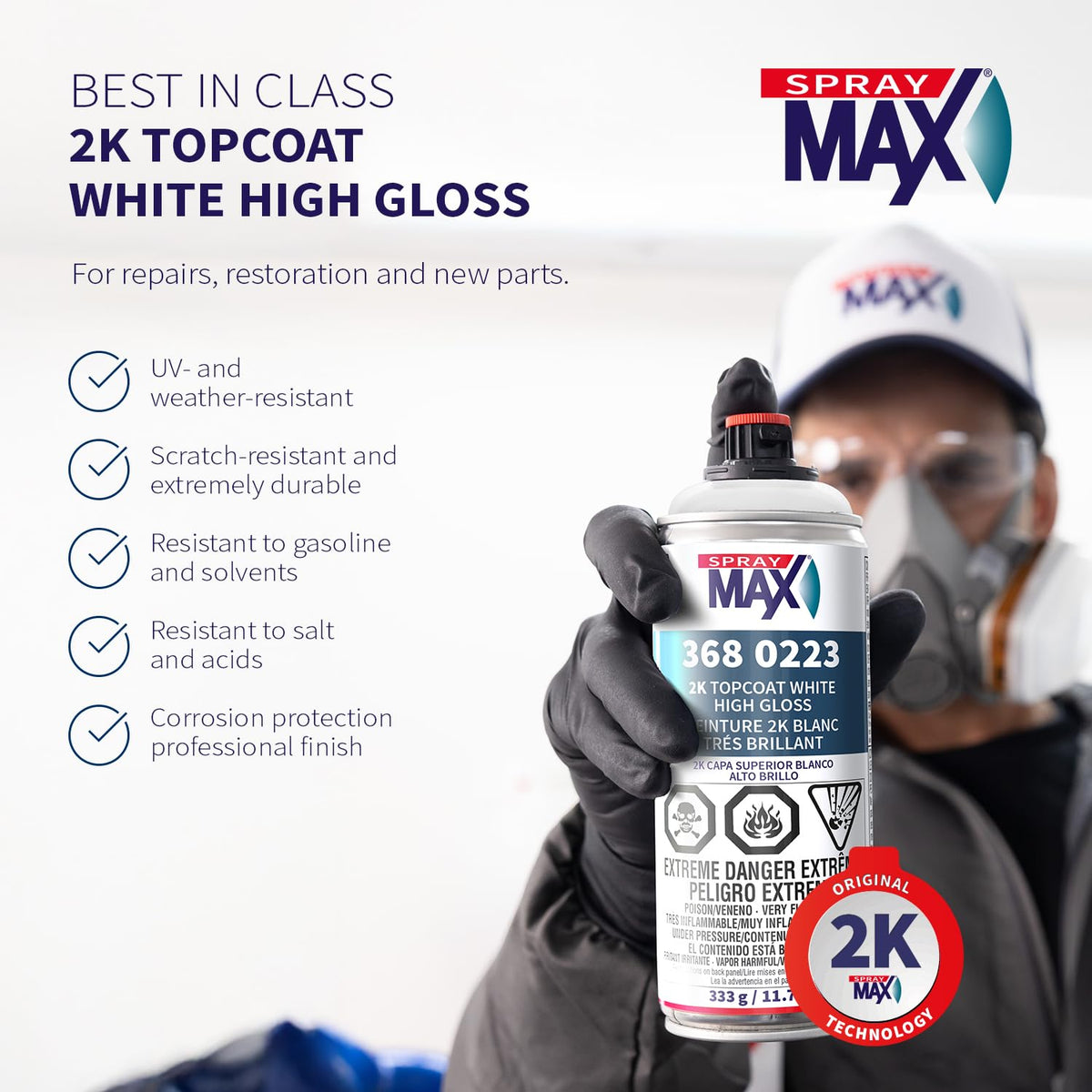 SprayMax dual-chamber can mid-activation demonstrating easy mixing