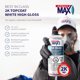 SprayMax dual-chamber can mid-activation demonstrating easy mixing