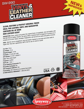Sprayway being applied to car seat surface restores and freshens finish
