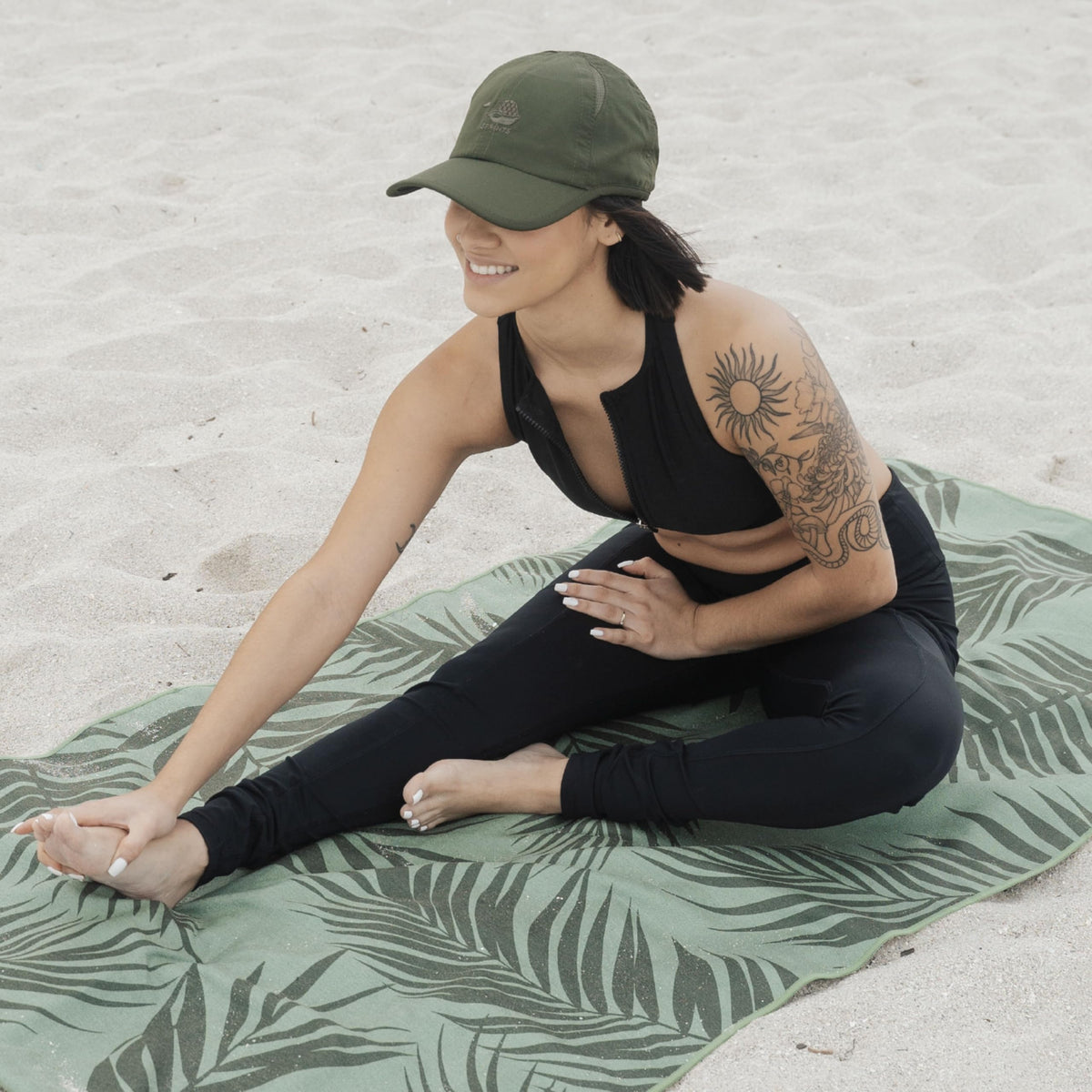 Sprints towel next to ruler showing dimensions and coverage clarity