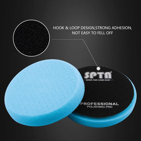 SPTA blue T60 polishing a car panel illustrating efficient removal of oxidation