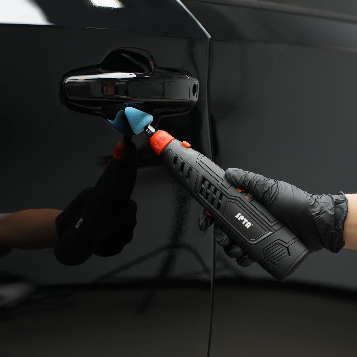 SPTA ergonomic handle grip showing comfortable control for long jobs