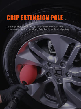 SPTA polishing an exhaust tip showing brightening benefit on metal trim