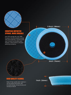 SPTA close-up of colored foam pads, clear pad density for correct cutting levels