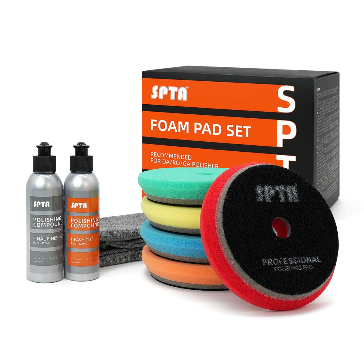 SPTA front packaging showing 5-inch pad set and benefits