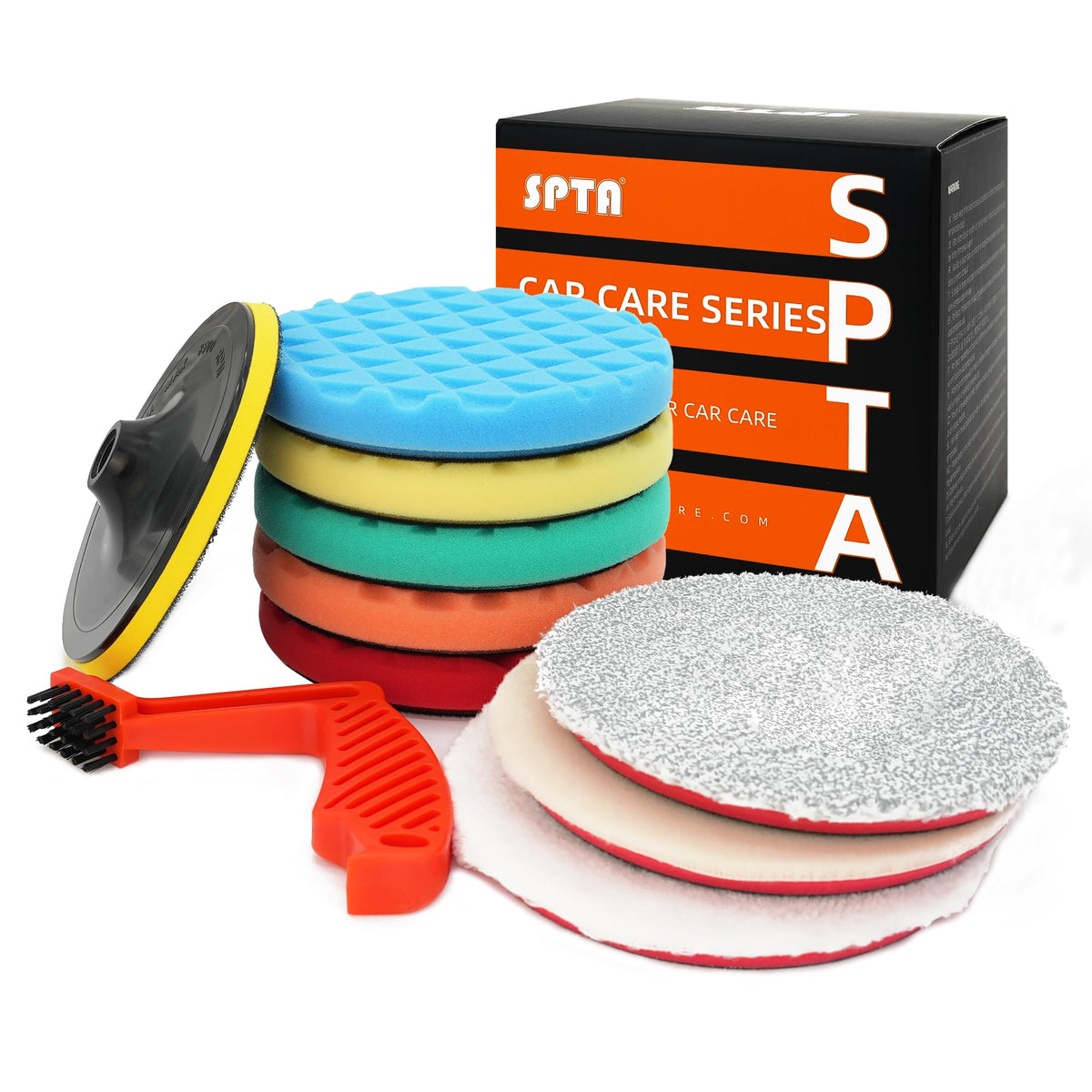 SPTA front packaging showing all 10 polishing kit components and kit benefit